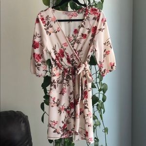 Floral sleeved wrap dress